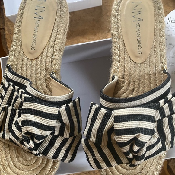 NM Eleora Striped Bow Espadrilles Slides used - Picture 3 of 6
